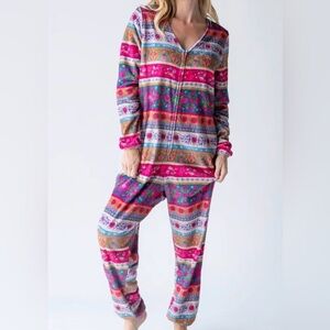 NATURAL LIFE Multicolor Floral Striped Pajama Onesie, super cute, soft